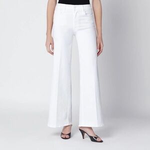 MOTHER The Hustler Roller Skimp Wide-Leg Jeans in Fairest of Them All White